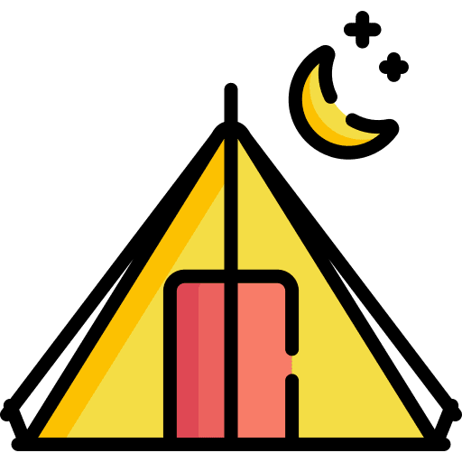 Camping tent scenery moon landscape icon