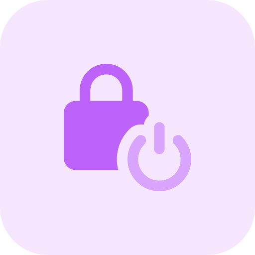 Power switch locked secure padlock icon