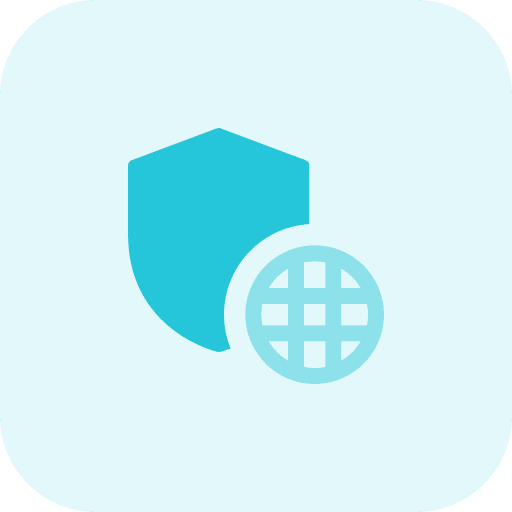 Global shield worldwide secure icon
