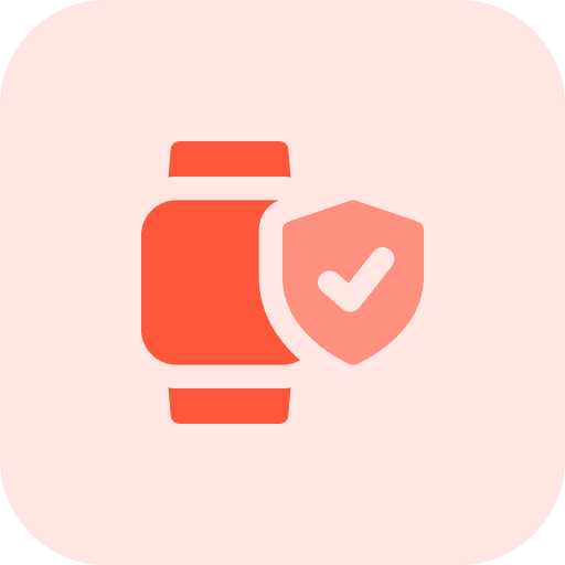 Secure smartwatch secure shield icon