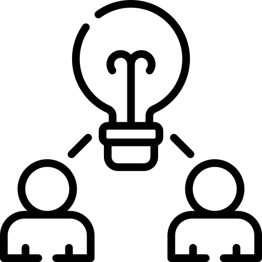 Brainstorm coworkers light bulb networking icon