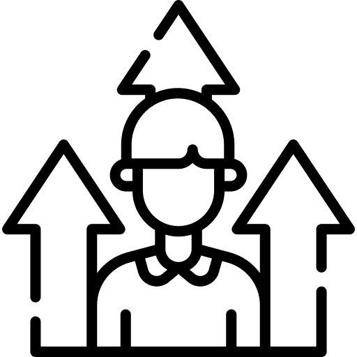 Growth benefits head bar chart icon