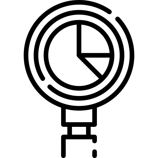 Chart marketing loupe pie chart icon
