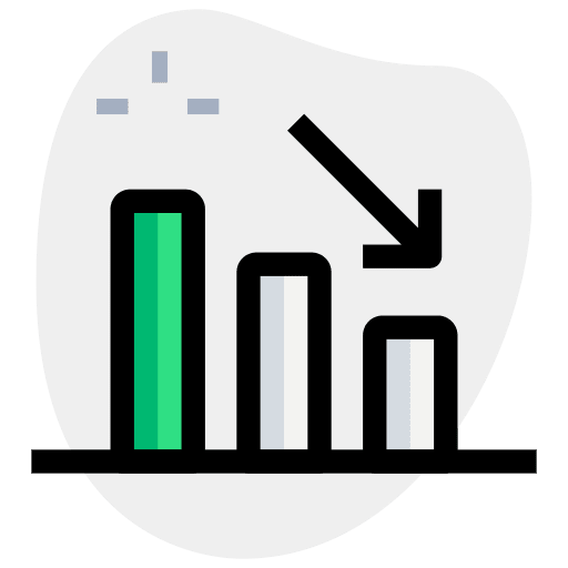 Decrease down falling business and finance icon