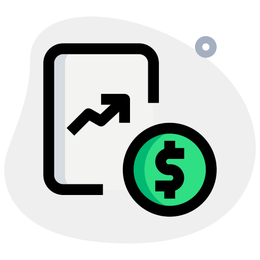 Line chart saving money dollar icon