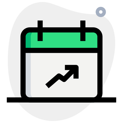 Calendar line graph growth line chart icon