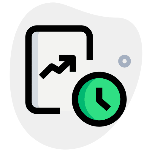 Delay business and finance line graph document icon