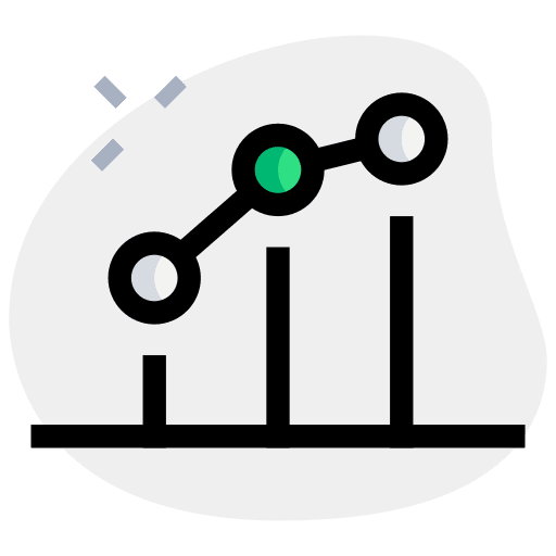Dots bar chart growth report icon