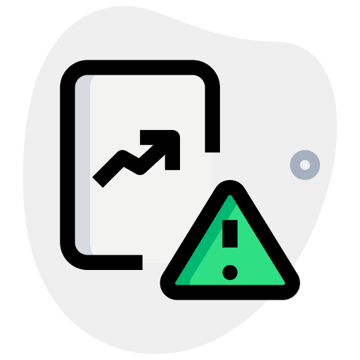 Warning sign document business and finance line graph icon