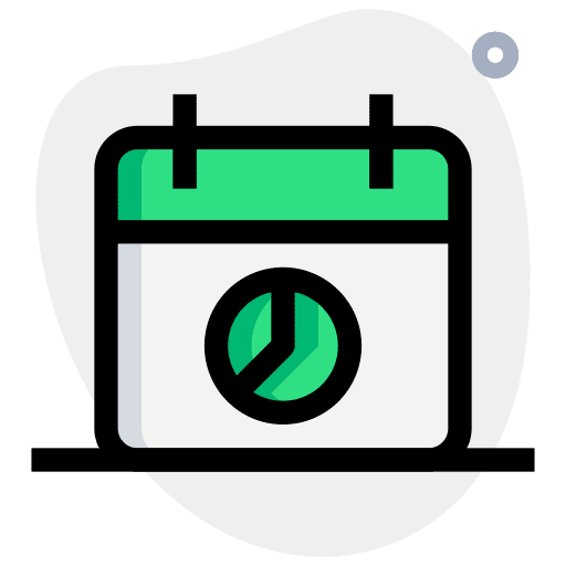 Calendar data analytics web analysis pie chart icon