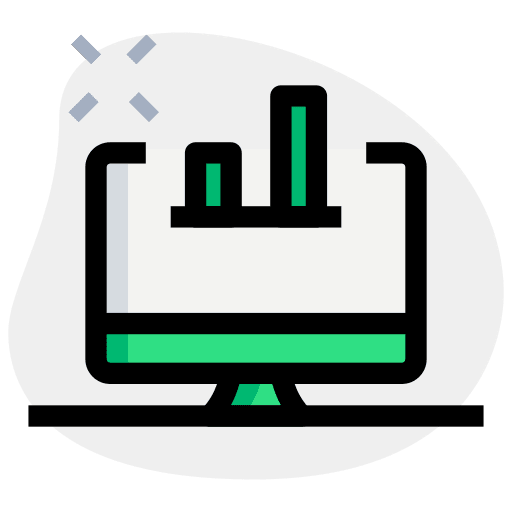 Desktop bar chart stats presentation icon