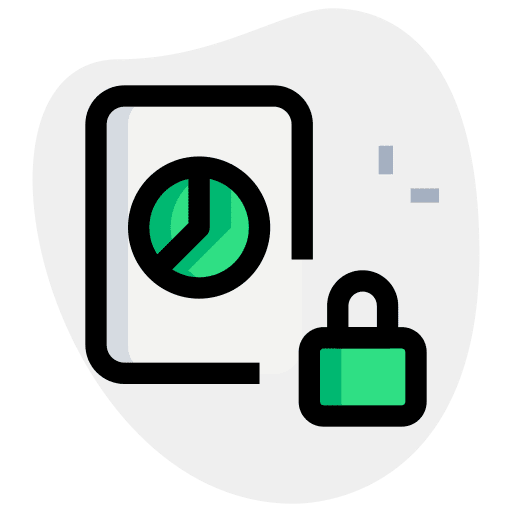 Padlock data analytics chart pie padlock icon
