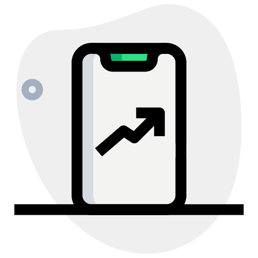 Smartphone document business and finance line chart icon