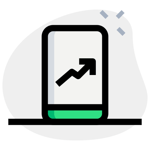 Smartphone business and finance growth chart line icon