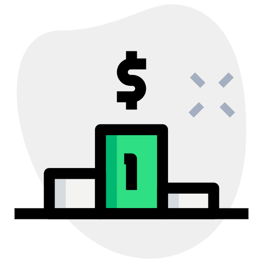 Dollar sign podium business and finance games icon
