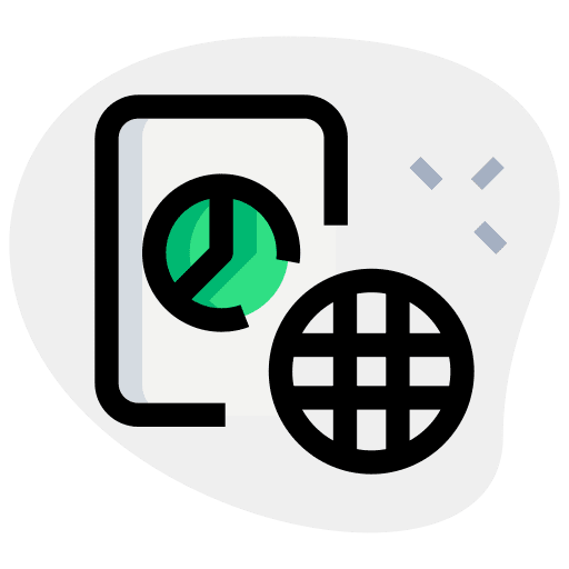 Global website pie chart web analysis icon