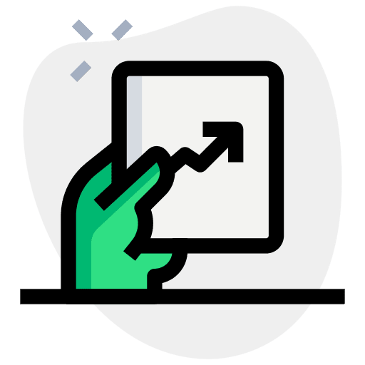Holding data report growth line chart icon