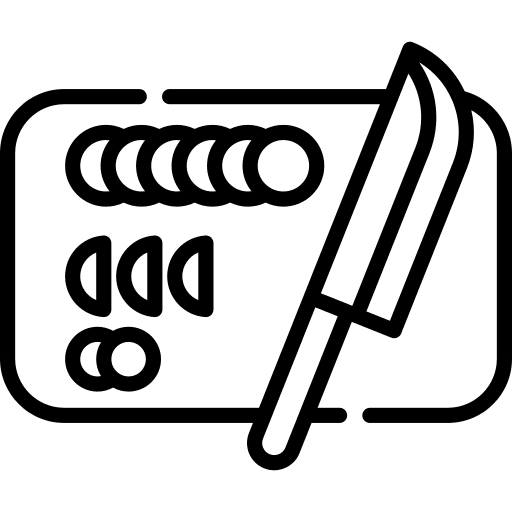 Cutting board food and restaurant kitchen kitchenware icon