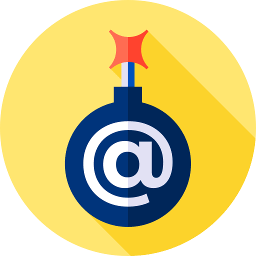 Cyber attack bomb security message icon