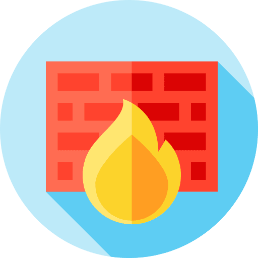 Firewall bricks fire cyber crime icon
