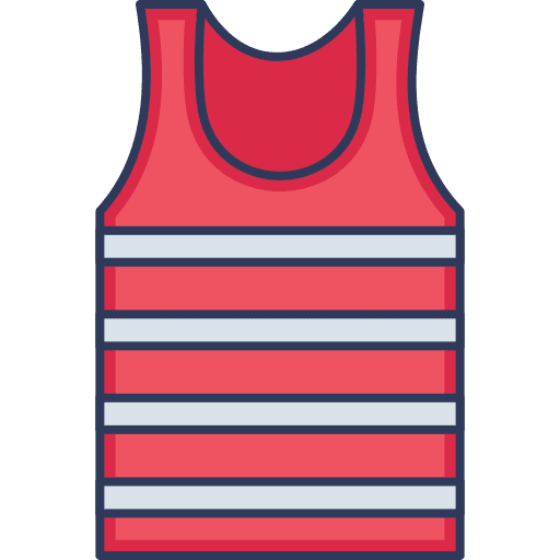 Round neck shirt sleeveless garment sports and competition icon