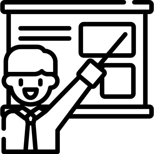 Presentation worker board business and finance icon