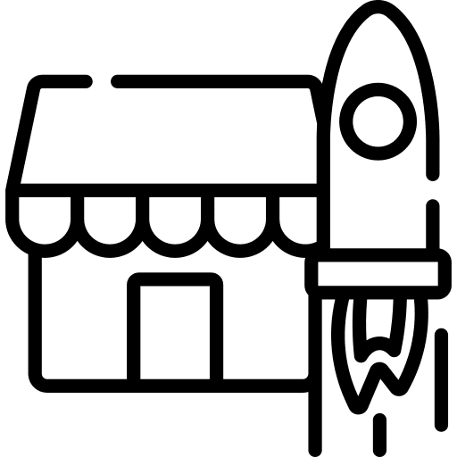 Startup commerce spaceship shopping store icon