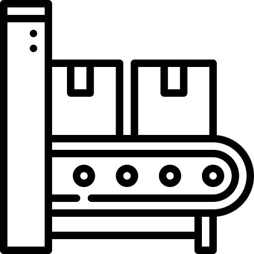 Conveyor belt product order shipping and delivery icon