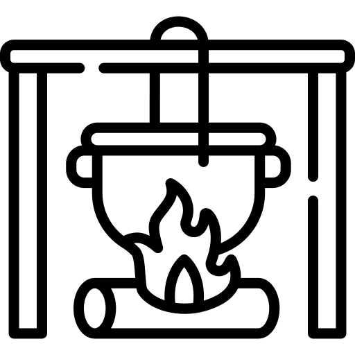 Pot on fire vacation picnic camping icon