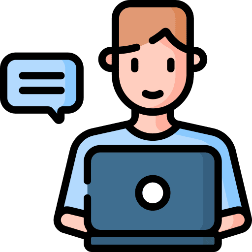 Blogger white man communications laptop icon