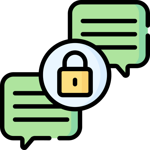 Encrypted multimedia speech bubble chat icon