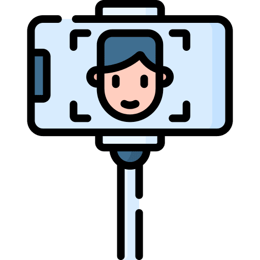 Selfie stick stabilizer cellphone communications icon