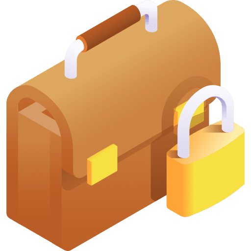 Briefcase safe work protection icon