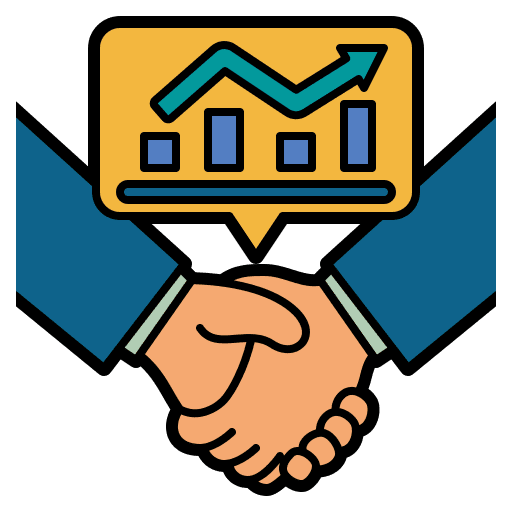 Partner business and finance shake graph icon