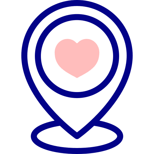 Love love love and romance maps and location icon