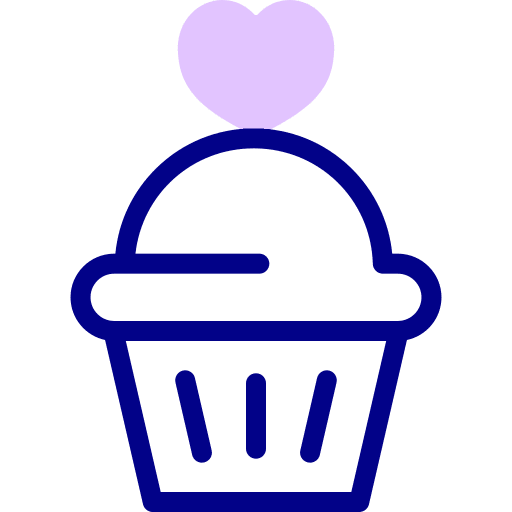 Cupcake dessert heart love icon
