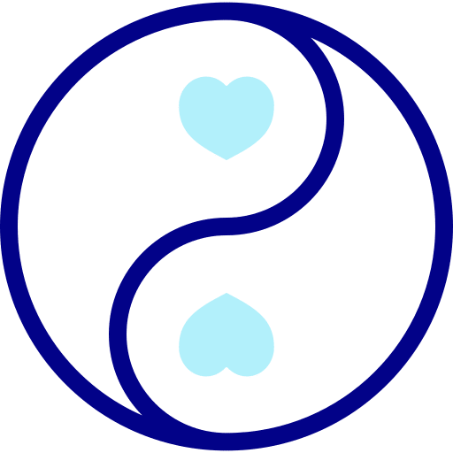 Yin yang oriental love and romance philosophy icon