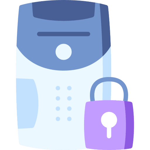 Cpu tower computer locked padlock icon