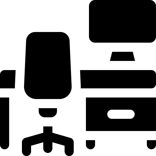 Workplace office furniture and household desk icon