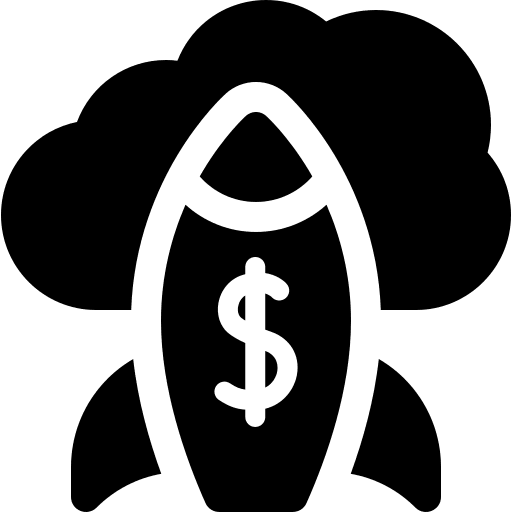 Crowdfunding space ship business and finance rocket ship icon