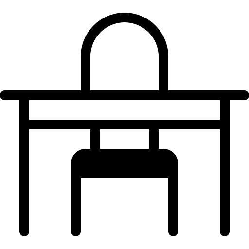 Desk furniture and household education seat icon