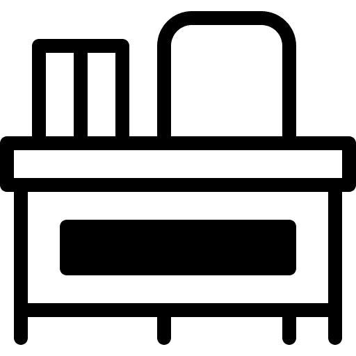 Teacher desk furniture chair classroom icon