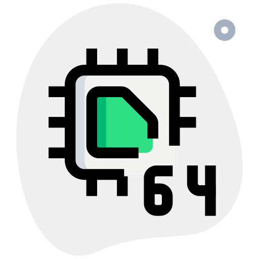 64 bit circuit board computing board icon
