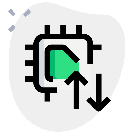 File transfer microchip board technological icon