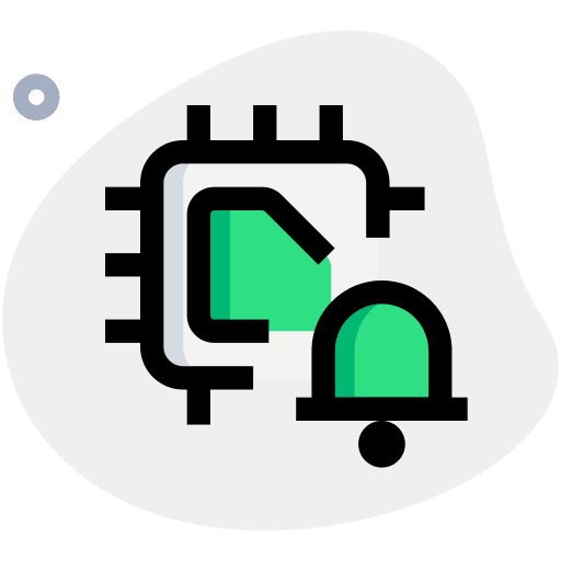 Notification technological bell microchip icon