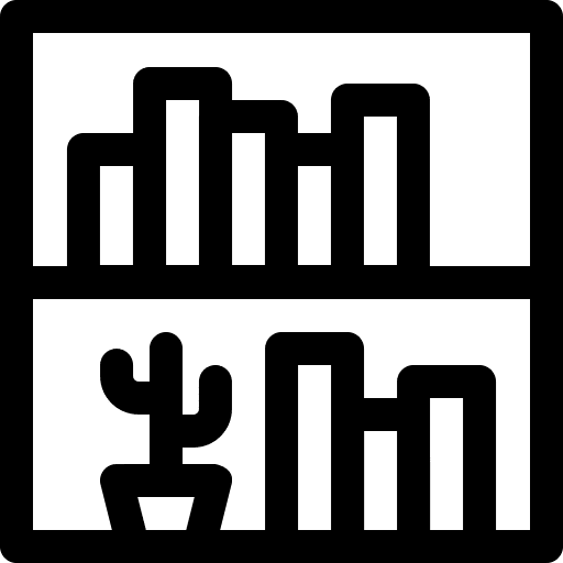 Bookshelf bookshelf plant pot library icon