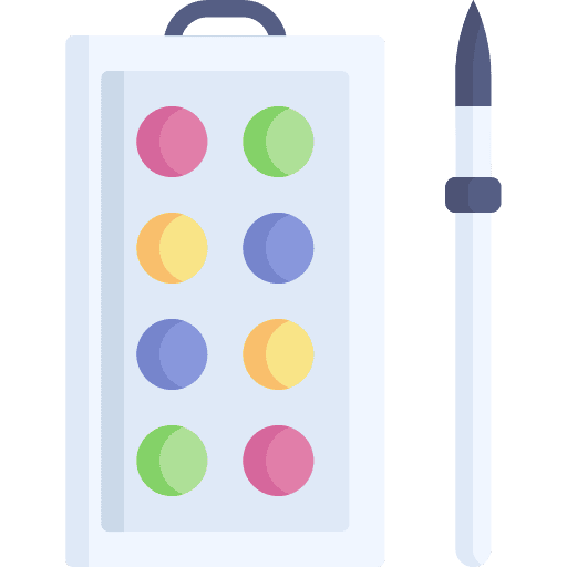 Watercolors paint brush education color palette icon
