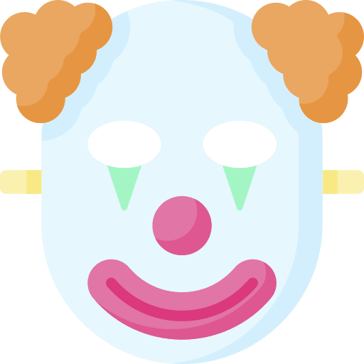 Clown birthday and party mask clown icon