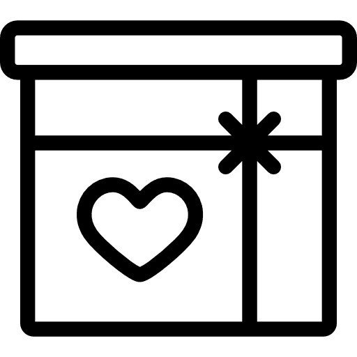 Giftbox with a heart on side shapes gift hearts icon