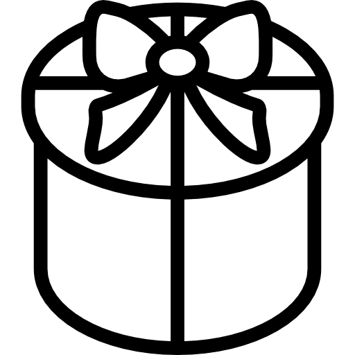 Round gift box with lace ribbon giftbox christmas present icon